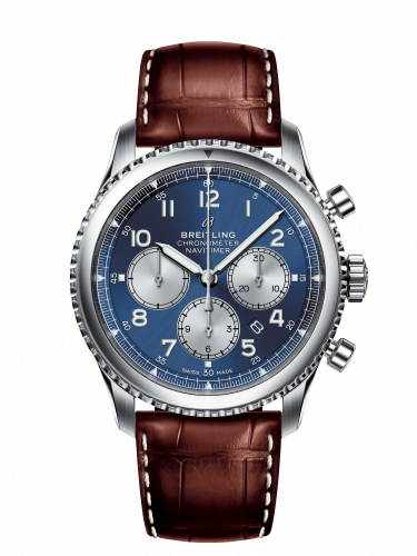 Remontoir à montres pour montre Breitling Aviatior 8 Navitimer 8 B01 Chronograph 43 Stainless Steel / Bleu / Marron Croco