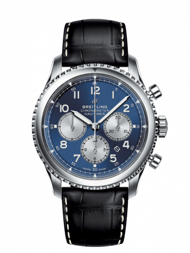 Remontoir à montres pour montre Breitling Aviatior 8 Navitimer 8 B01 Chronograph 43 Stainless Steel / Bleu / Noire Croco