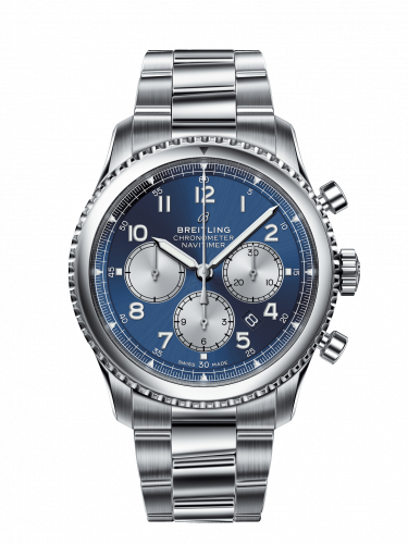 Remontoir à montres pour montre Breitling Aviatior 8 Navitimer 8 B01 Chronograph 43 Stainless Steel / Bleu / Bracelet