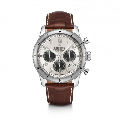 Watch Winder for watch Breitling Aviatior 8 Aviator 8 B01 Chronograph 43 Stainless Steel / Silver / Brown Croco