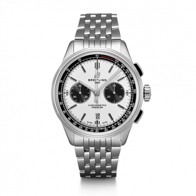 Remontoir à montres pour montre Breitling Premier Premier B01 Chronograph 42 Stainless Steel / Argent / Croco / Pin