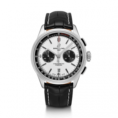 Watch Winder for watch Breitling Premier Premier B01 Chronograph 42 Stainless Steel / Silver / Croco / Folding