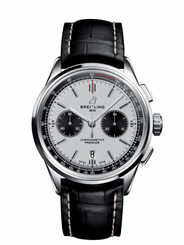 Remontoir à montres pour montre Breitling Premier Premier B01 Chronograph 42 Stainless Steel / Argent / Croco / Pin