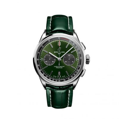 Remontoir à montres pour montre Breitling Premier Premier B01 Chronograph 42 Stainless Steel / Verte / Alligator - Folding