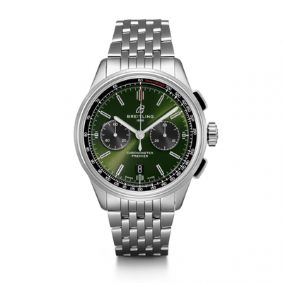 Watch Winder for watch Breitling Premier Premier B01 Chronograph 42 Bentley Stainless Steel / Green / Calf / Bracelet