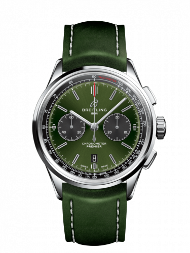 Watch Winder for watch Breitling Premier Premier B01 Chronograph 42 Bentley Stainless Steel / Green / Calf / Folding