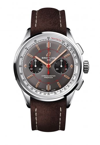 Watch Winder for watch Breitling Premier Premier B01 Chronograph 42 Stainless Steel / Wheels and Waves / Nubuck / Pin