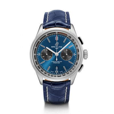 Watch Winder for watch Breitling Premier Premier B01 Chronograph 42 Stainless Steel / Blue / Croco / Pin