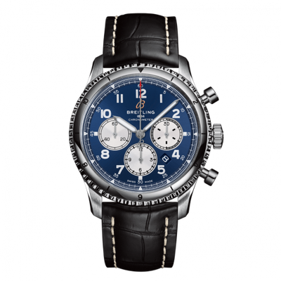 Remontoir à montres pour montre Breitling Aviatior 8 Aviator 8 B01 Chronograph 43 Stainless Steel / Bleu / Croco / Pin