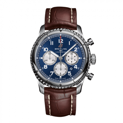 Remontoir à montres pour montre Breitling Aviatior 8 Aviator 8 B01 Chronograph 43 Stainless Steel / Bleu / Croco / Pin