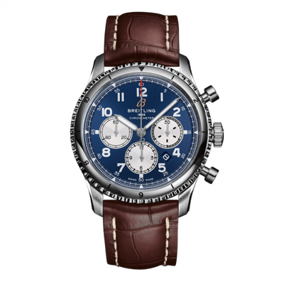 Remontoir à montres pour montre Breitling Aviatior 8 Aviator 8 B01 Chronograph 43 Stainless Steel / Bleu / Croco / Folding