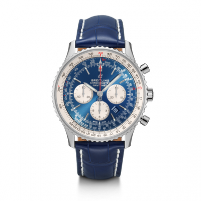 Remontoir à montres pour montre Breitling Navitimer Navitimer 1 B01 Chronograph 46 Stainless Steel / Aurora Bleu / Croco / Folding
