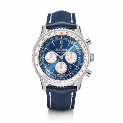 Remontoir à montres pour montre Breitling Navitimer Navitimer 1 B01 Chronograph 46 Stainless Steel / Aurora Bleu / Calf / Folding