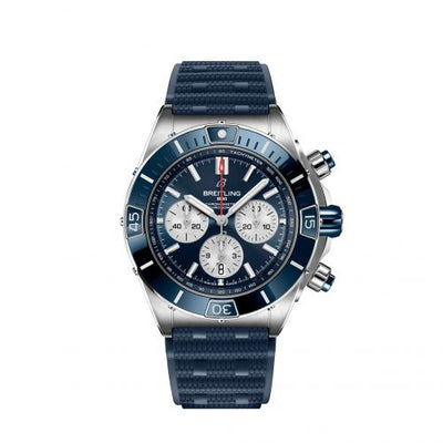 Remontoir à montres pour montre Breitling Chronomat Super Chronomat B01 44 Stainless Steel / Bleu / Rubber