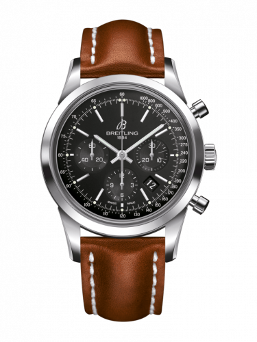 Watch Winder for watch Breitling Transocean Transocean Chronograph Stainless Steel / Black / Calf / Folding