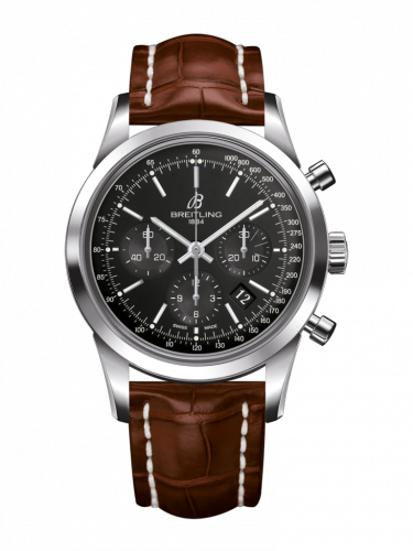 Watch Winder for watch Breitling Transocean Transocean Chronograph Stainless Steel / Black / Croco / Pin