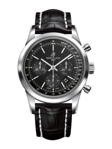 Watch Winder for watch Breitling Transocean Transocean Chronograph Stainless Steel / Black / Croco / Pin