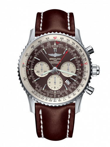 Remontoir à montres pour montre Breitling Navitimer Navitimer Rattrapante Stainless Steel / Panamerican Bronze / Calf / Pin