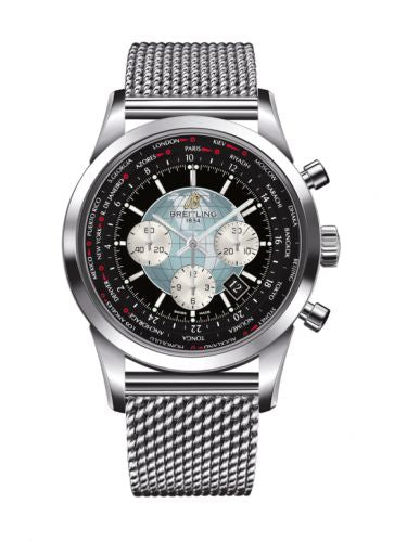 Watch Winder for watch Breitling Transocean Transocean Chronograph Unitime Stainless Steel / Black / Milanese