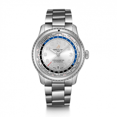 Remontoir à montres pour montre Breitling Aviatior 8 Navitimer 8 B35 Automatic Unitime 43 Stainless Steel / Argent / Bracelet