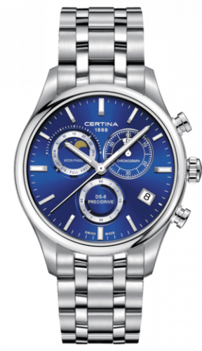 Watch Winder for watch Certina DS-8 DS-8 Chronograph Moon Phase Stainless Steel / Blue / Bracelet