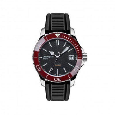 Remontoir à montres pour montre Christopher Ward Dive C60 Trident Pro 600 38MM Stainless Steel / Noire / Red / Rubber