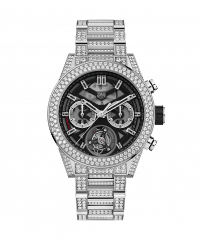 Uhrenbeweger für Uhr TAG Heuer Carrera Carrera Calibre Heuer 02T 45 Chronograph Tourbillon Titanium / Stainless Steel / Diamond / Bracelet