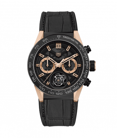 Uhrenbeweger für Uhr TAG Heuer Carrera Carrera Calibre Heuer 02T 45 Chronograph Tourbillon Titanium / Ceramic / Rose Gold / Alligator