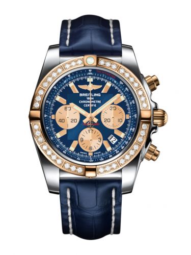 Remontoir à montres pour montre Breitling Chronomat Chronomat 44 Stainless Steel / Rose Or / Diamond / Metallica Bleu / Croco