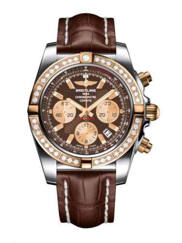 Remontoir à montres pour montre Breitling Chronomat Chronomat 44 Stainless Steel / Rose Or / Diamond / Metallica Marron / Croco