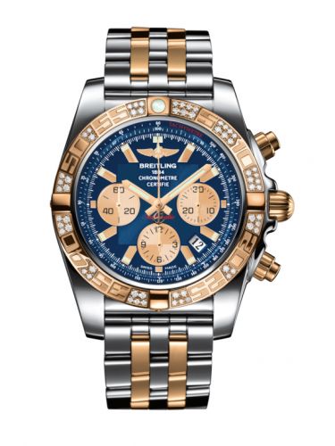 Remontoir à montres pour montre Breitling Chronomat Chronomat 44 Stainless Steel / Rose Or / Diamond / Metallica Bleu / Bracelet