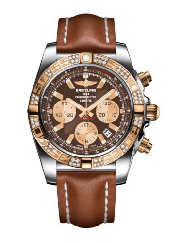 Remontoir à montres pour montre Breitling Chronomat Chronomat 44 Stainless Steel / Rose Or / Diamond / Metallica Marron / Calf