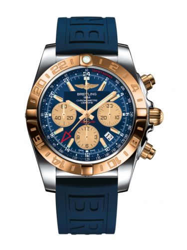 Remontoir à montres pour montre Breitling Chronomat Chronomat 44 GMT Stainless Steel / Rose Or / Metallica Bleu / Rubber