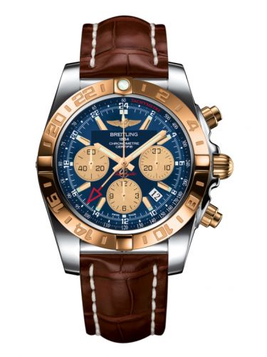 Remontoir à montres pour montre Breitling Chronomat Chronomat 44 GMT Stainless Steel / Rose Or / Metallica Bleu / Croco