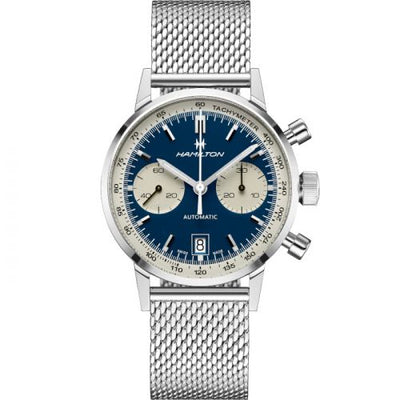 Remontoir à montres pour montre Hamilton American Classic Intra-Matic 68 Auto Chrono Stainless Steel / Bleu / Mesh
