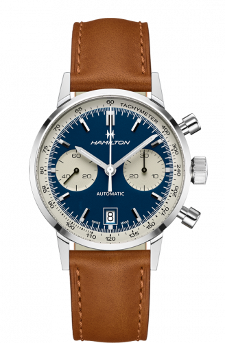 Remontoir à montres pour montre Hamilton American Classic Intra-Matic 68 Auto Chrono Stainless Steel / Bleu / Strap