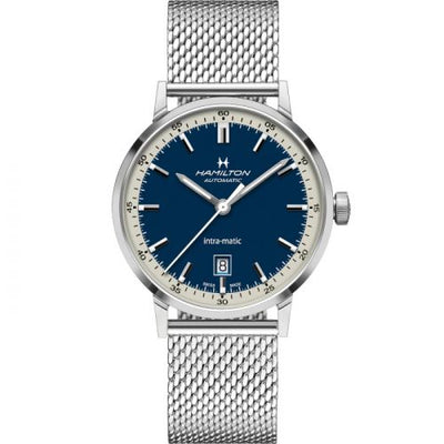 Remontoir à montres pour montre Hamilton American Classic Intra-Matic 40 Stainless Steel / Bleu / Mesh
