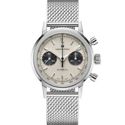 Remontoir à montres pour montre Hamilton American Classic Intra-Matic Chronograph H Stainless Steel / Blanc / Mesh
