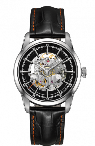 Remontoir à montres pour montre Hamilton American Classic Railroad Skeleton Automatic Steel / Noire