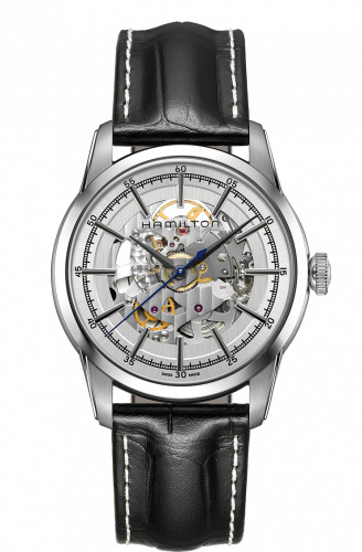 Remontoir à montres pour montre Hamilton American Classic Railroad Skeleton Automatic Steel / Argent