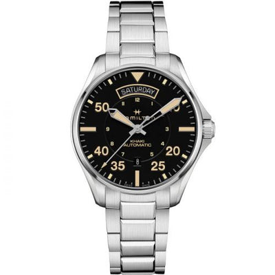 Remontoir à montres pour montre Hamilton Khaki Aviation Khaki Pilot Day Date Stainless Steel / Noire / Bracelet
