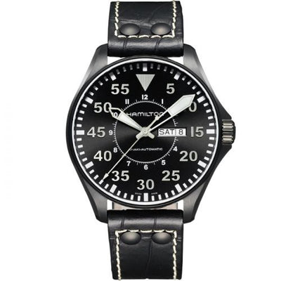 Remontoir à montres pour montre Hamilton Khaki Aviation Khaki Aviation Pilot Day Date Auto Noire