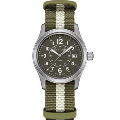 Remontoir à montres pour montre Hamilton Khaki Field Khaki Field Quartz 38 Stainless Steel / Verte / NATO