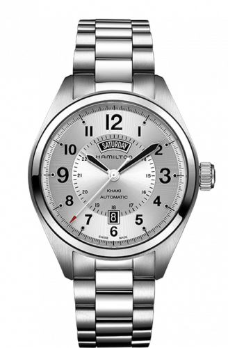 Remontoir à montres pour montre Hamilton Khaki Field Khaki Field Day Date Auto Argent / Bracelet