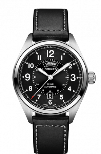 Remontoir à montres pour montre Hamilton Khaki Field Khaki Field Day Date Auto Stainless Steel / Noire