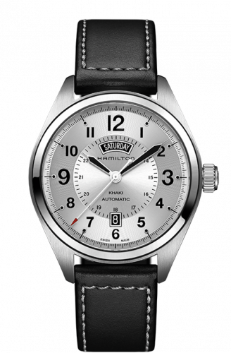 Remontoir à montres pour montre Hamilton Khaki Field Khaki Field Day Date Auto Argent / Leather