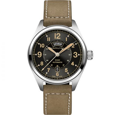 Remontoir à montres pour montre Hamilton Khaki Field Khaki Field Day Date Auto Stainless Steel / Noire