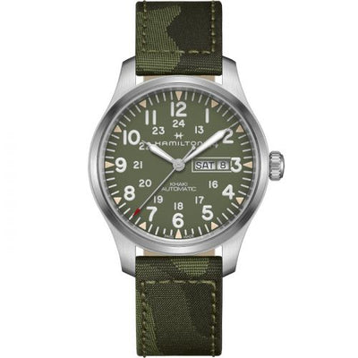 Remontoir à montres pour montre Hamilton Khaki Field Khaki Field Day Date Auto Stainless Steel / Verte