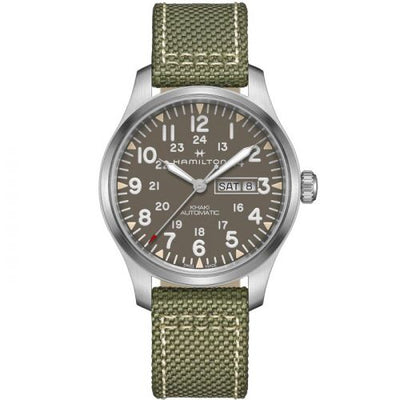 Remontoir à montres pour montre Hamilton Khaki Field Khaki Field Day Date Auto Stainless Steel / Gris