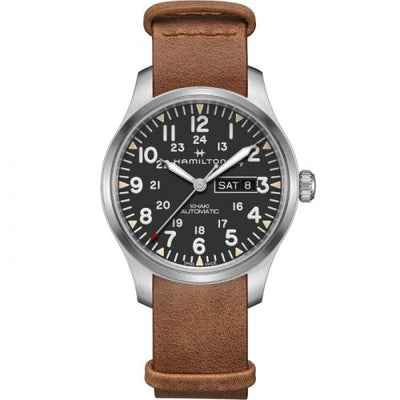 Remontoir à montres pour montre Hamilton Khaki Field Khaki Field Day Date Auto Stainless Steel / Noire